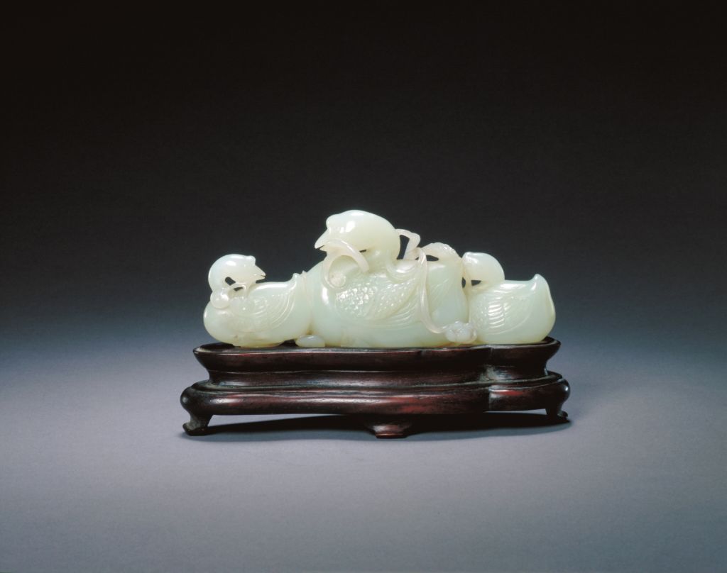 图片[1]-Jade three-goose pen holder-China Archive